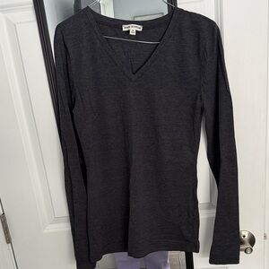 Charcoal Long Sleeve V-Neck Top